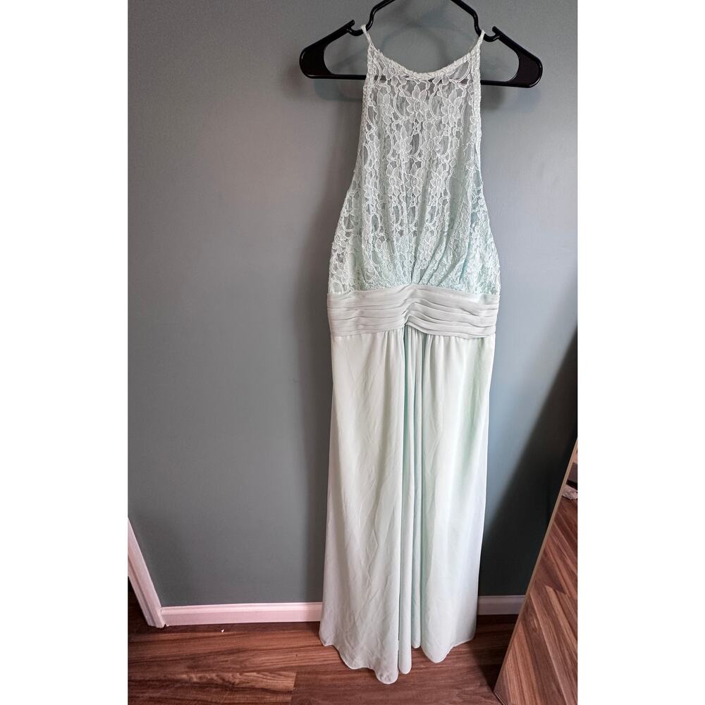 Bill Levkoff Women's Mint Floor Length Bridesmaid Dress Evening Gown